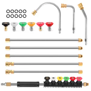 Pressure Washer Extension Wand, 8 FT Power Washer Lance with 3 Gutter Cleaner Attachment, 6 Spray Nozzle Tips, 1/4’’ Quick Connect, 4000 PSI Gutter Cleaning Tools Power Washer Extension Wand