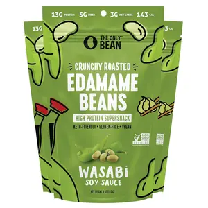 Edamame Dry Roasted Edamame Beans Snack (Wasabi Soy Sauce), Wasabi Peas Alternative, Asian Japanese Snacks, Healthy High Protein Snacks, Low Carb, Gluten Free, 4oz (Pack of 3)