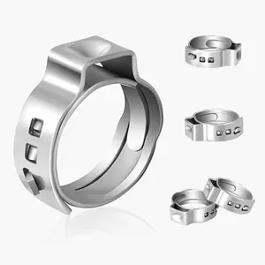 Leak-Proof Stainless Steel PEX Cinch Clamp Rings - Easy Single Ear Design for Quick, Secure Connections on 1/2" and 3/4" PEX Piping Systems
