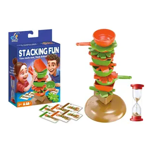 Fun Stack Game Mini Burger Stacker, Montessori Toys, Improves Reaction Speed & Balance, Suitable for Kids Aged 3+, Kindergarten/family Game, Includes Sand Timer, Christmas Gift