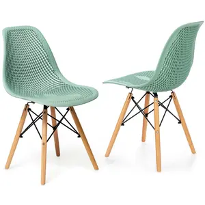COSTWAY - Modern 3-Piece Dining Set: Round Table with Set of 2 Hollow Plastic Chairs