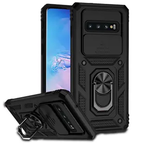 Case for SAMSUNG S10 4G Cellphone,Dual-Layer Protective Ring Stand Case with Moving Lens Cover, Heavy-Duty Phone Case for Samsung Galaxy S10 4g, Durable and Secure, Casing