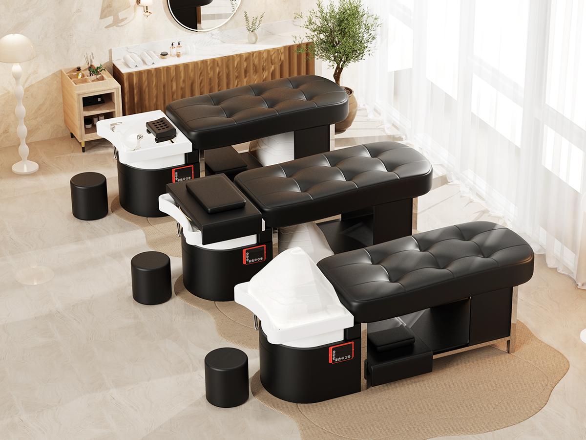 Baasha All-in-One Head Spa Bed with Water Circulation & Steam | 7-Color Light Therapy Massage Table | Memory Foam Shampoo Bed & Facial Station | Professional Scalp Therapy Equipment | Shipped in 3 Separate Packages for Safety