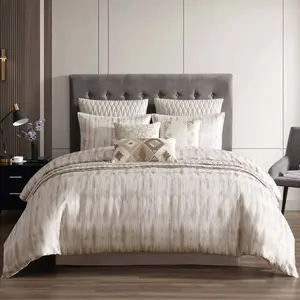 Riverbrook Home 10pc Queen Milan Comforter Bedding Set Tan: Includes Euro Shams & Decorative Pillows