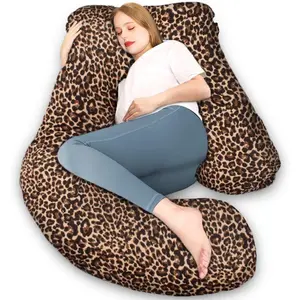 Pregnancy Pillow, U Shaped Pregnancy Pillows for Sleeping Full Body Pillow Maternity Pillow for Pregnant Women 58 inch, Pregnant Women Must Have with Removable Cover, Leopard Print