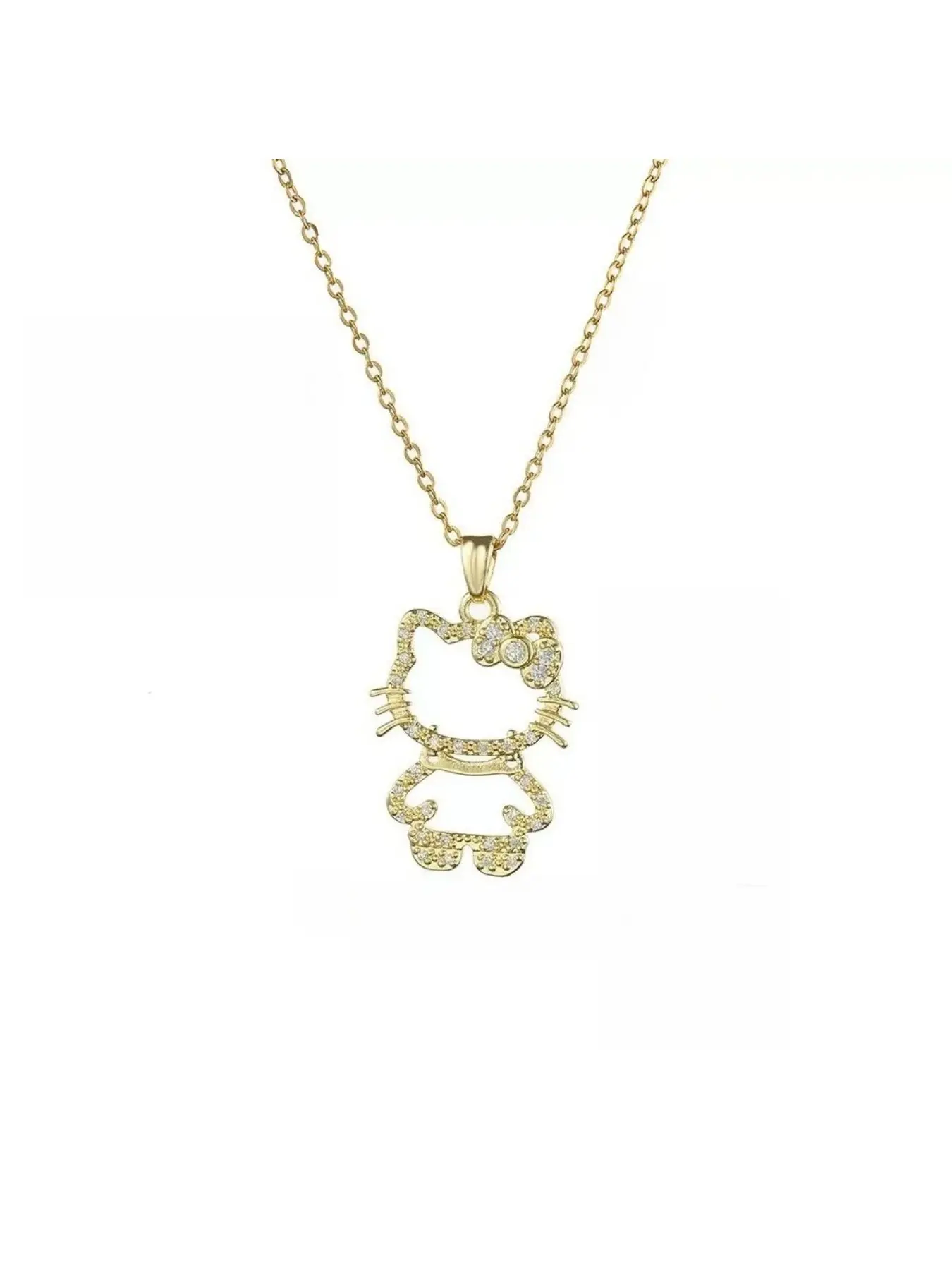 Elegant Zircon Cat Pendant Necklace, Unique Design, Korean Style, Fashionable Chain Jewelry, Statement Necklace, Decorative Necklace, Chains Necklace, Perfect Gift for Her