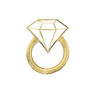 Gold and White Engagement Ring Balloon