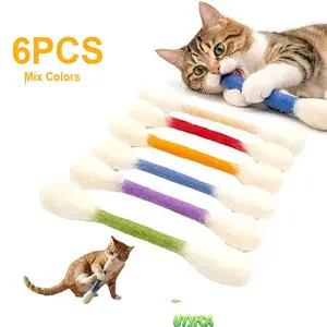 6 Pack Giant Q Tip Cat Toys, Funny Cotton Swab Shape Felt Chew Toys, Interactive Kitten Teething Sticks for Dental Cleaning,Soft Felt Teething Sticks  Anxiety & Boredom Relief Pet Toys for Indoor Cats, Daily Play & Cat Entertainment summerwins,summerwins
