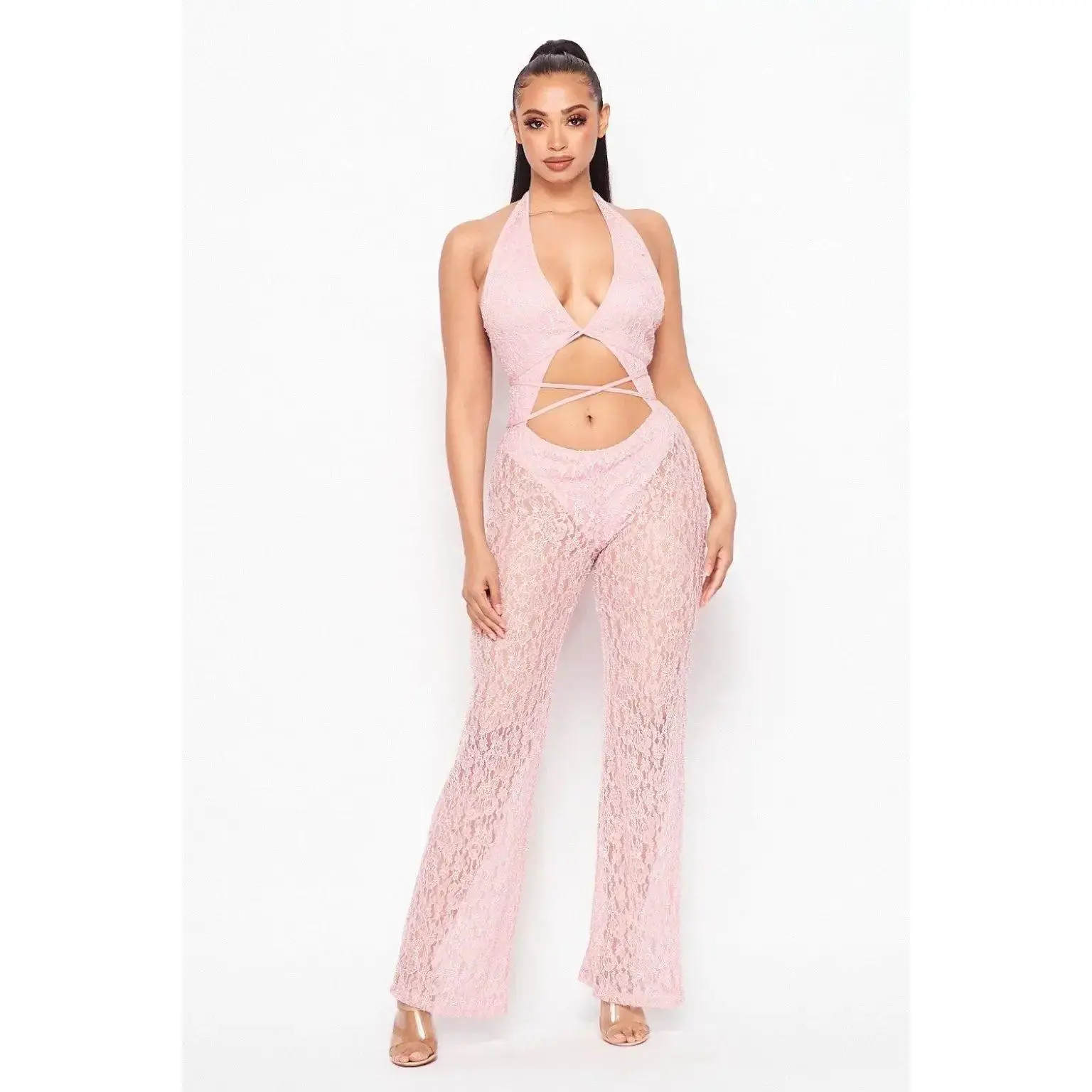 Crystal Trim Corset Jumpsuit