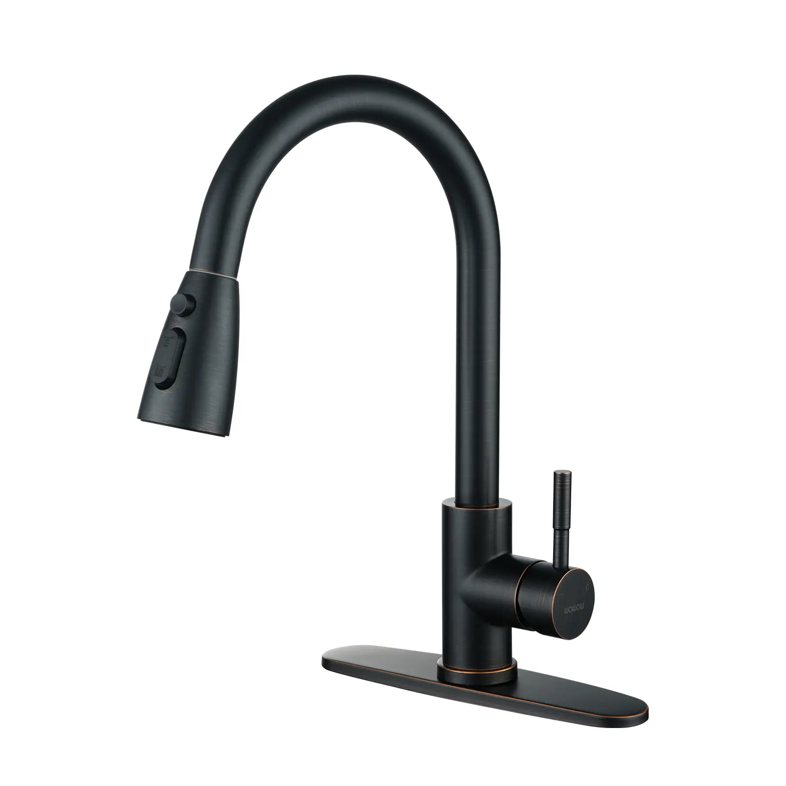 WOWOW Oil Rubbed Bronze High Arc Pull Out Kitchen Faucet with Sprayer Attachment, Aerator, and Durable Steel Fixture for Kitchen Sink, Faucet Sprayer Attachment, Pull Out Faucet