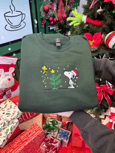Embroidered Snoopy Holiday Hug Christmas Crewneck