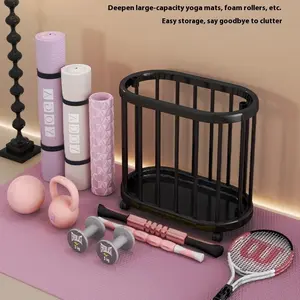 Multifunctional Compact Folding Trolley Cart with Wheels, 1PC Modern Movable Storage Basket for Sports Equipment, Home Utility Use