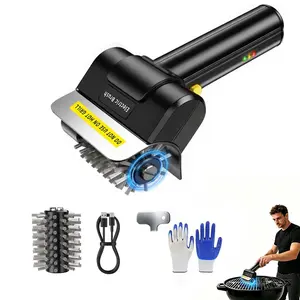 Cordless Electric BBQ Grill Cleaner – Rechargeable Electric BBQ Brush, Barbecue Utensils, 1100 RPM Rotating, 90-minute runtime, Comes with 1 Removable Detachable Replacement Brush Head, Suitable for Outdoor BBQ Grills