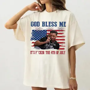God Bless Me Funny 4th Of July Tee - Patriotic American Flag T-Shirt for Men and Women - Independence Day Party Graphic Shirt - Red White and Blue USA Pride Summer Apparel Gift Idea