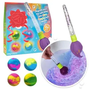 Magic Brush, 4 x Bath Bombs, Magically Paint Your Bath Water, Creative Bath Toy for Children, Birthday Gifts for Boys & Girls, Pocket Money Toy, Moisturising Bath Fizzers