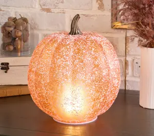 11" Illuminated Frosted Glass Pumpkin by Kim Gravel