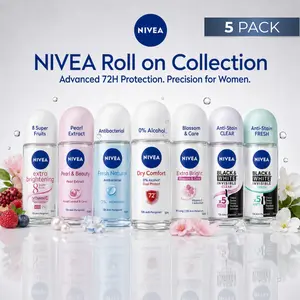 NIVEA Women's Roll-On Deodorant Variety Bundle, 5-Pack Body Care Set - Extra Brightening, Scented Fragrance Aroma, Smooth Formula, 50mL Each Assorted Scents
