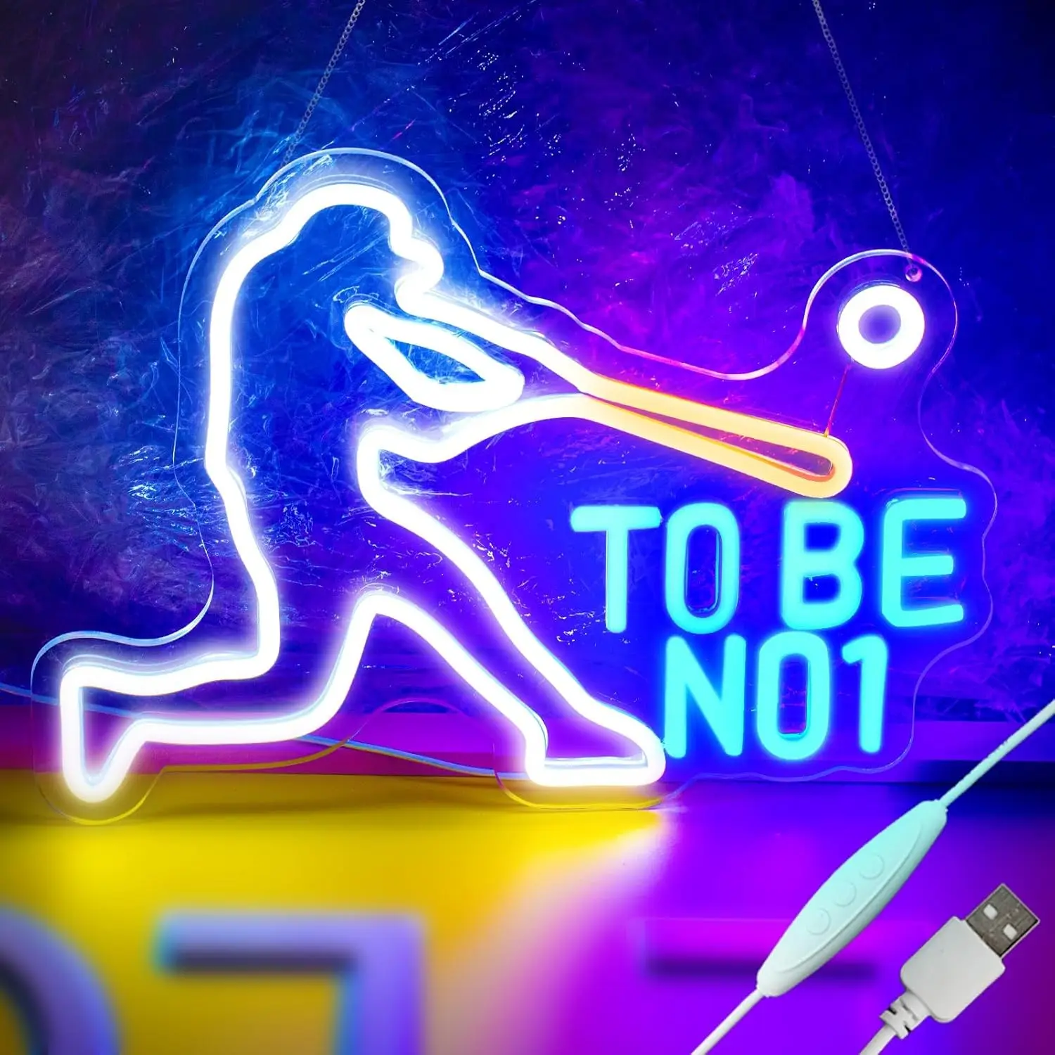 Neon Light LED Sign, Adjustable Baseball Neon Lamp, USB Powered, Led Neon Lights, Ideal for Boy's Bedroom, Club Bar, Birthday Party, Holiday Gift