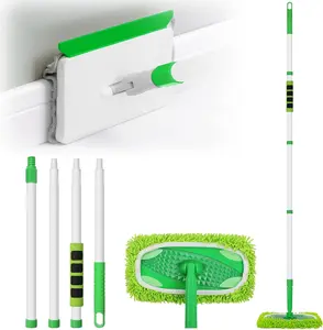 Baseboard Cleaner Tool with Handle, Extendable Long-Handle Home Duster with Reusable Pads for Floorboard Cleaning