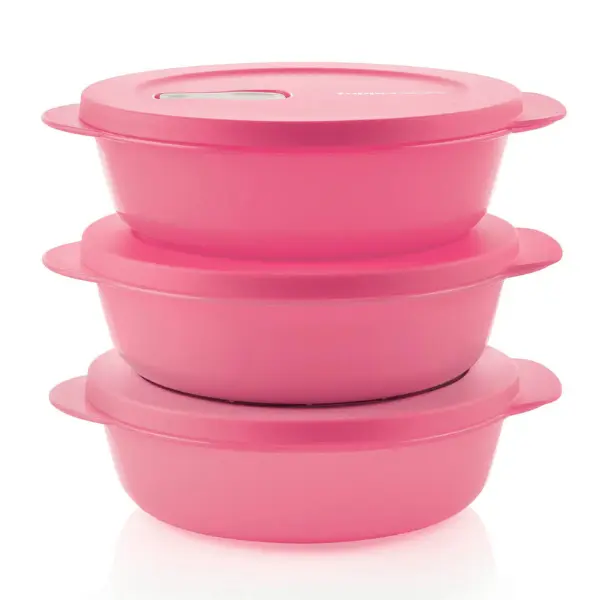 Tupperware CrystalWave Plus Round | Set of 3 | Microwave-Safe Containers