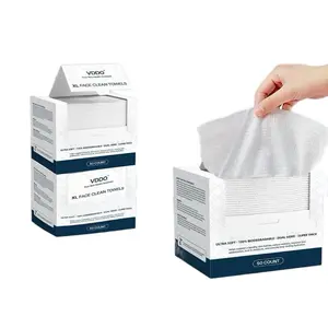 VDOO XL Face Clean Towels 100% Biodegradable Ultra Soft Dual-sided Facial Towels Gentle on Skin Makeup Removal & Skin Care Hotel & Home Cleaning Hygiene Product 50 Count Napkin