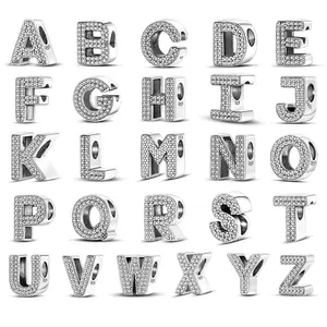MULA A-Z Alphabet Beads - 925 Silver with Platinum Plated, Customizable Initial Charm Beads for Bracelets and Necklaces Ideal Gift for Girls and Women Fits All Pandora Bracelets and Necklaces