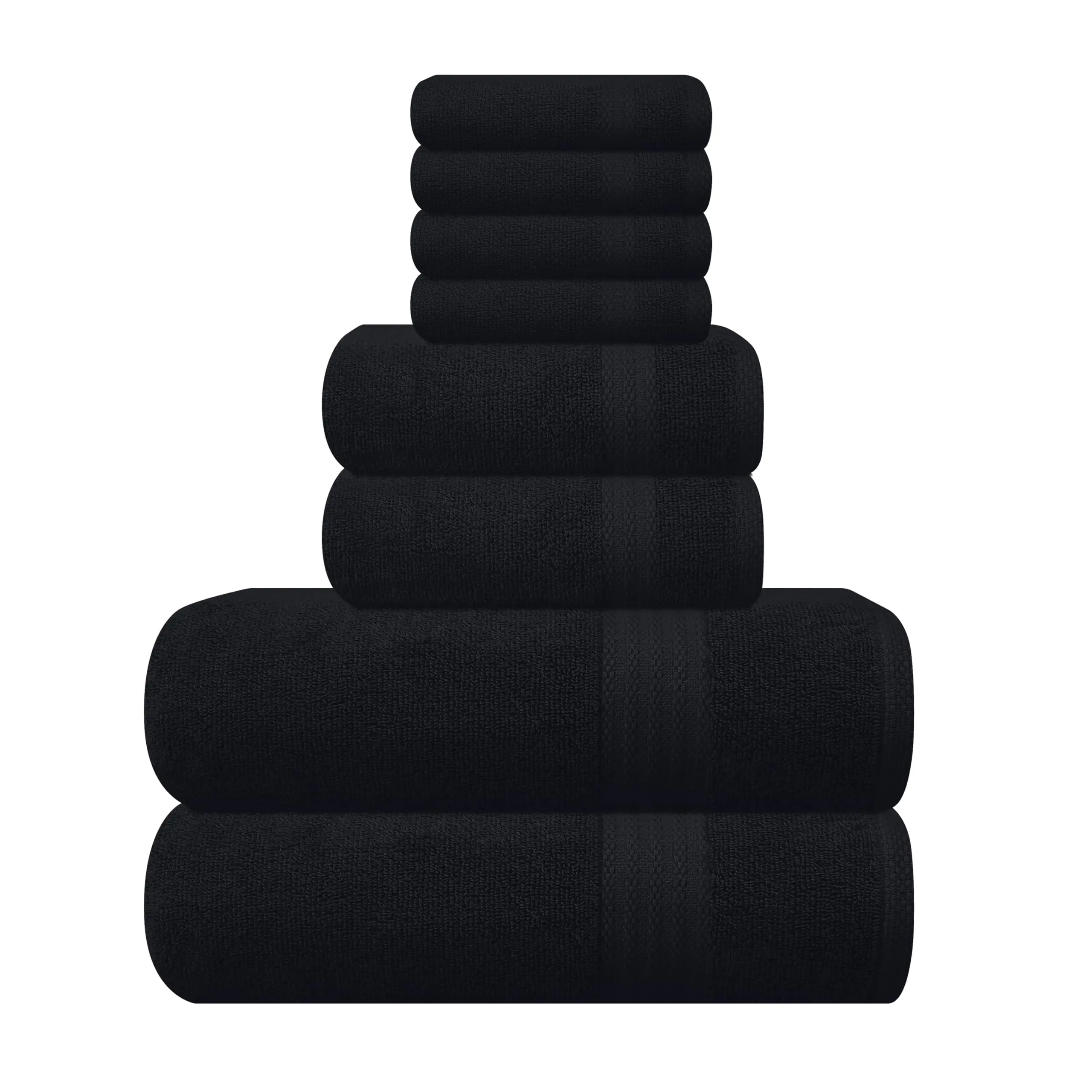 GLAMBURG Ultra Soft 8-Piece Towel Set - 100% Pure Ringspun Cotton, Contains 2 Oversized Bath Towels 27x54, 2 Hand Towels 16x28, 4 Wash Cloths 13x13 - Ideal for Everyday use