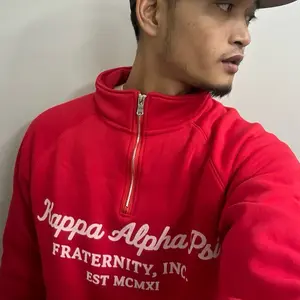 Kappa Alpha Psi Luxury Quarter Zip Red Fraternity Sweatshirt with Embroidered Logo