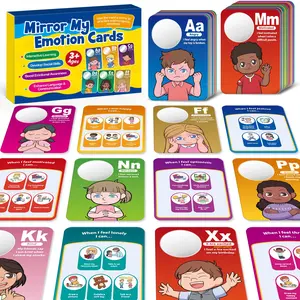 Emotions Learning Flashcards for Kids 26 Trails Big Feelings Decks with Built-In Mirror Social Emotional Skills Alphabet Flashcards for Toddlers Preschool Classroom