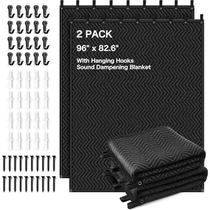 2 count  Sound Dampening Blanket,96"x 80" Sound Absorbing Studio Blanket Panel with Grommets for Wall ,Noise Cancelling Studio Acoustic Curtain/Light Blocker/Soundproof Moving Blanket