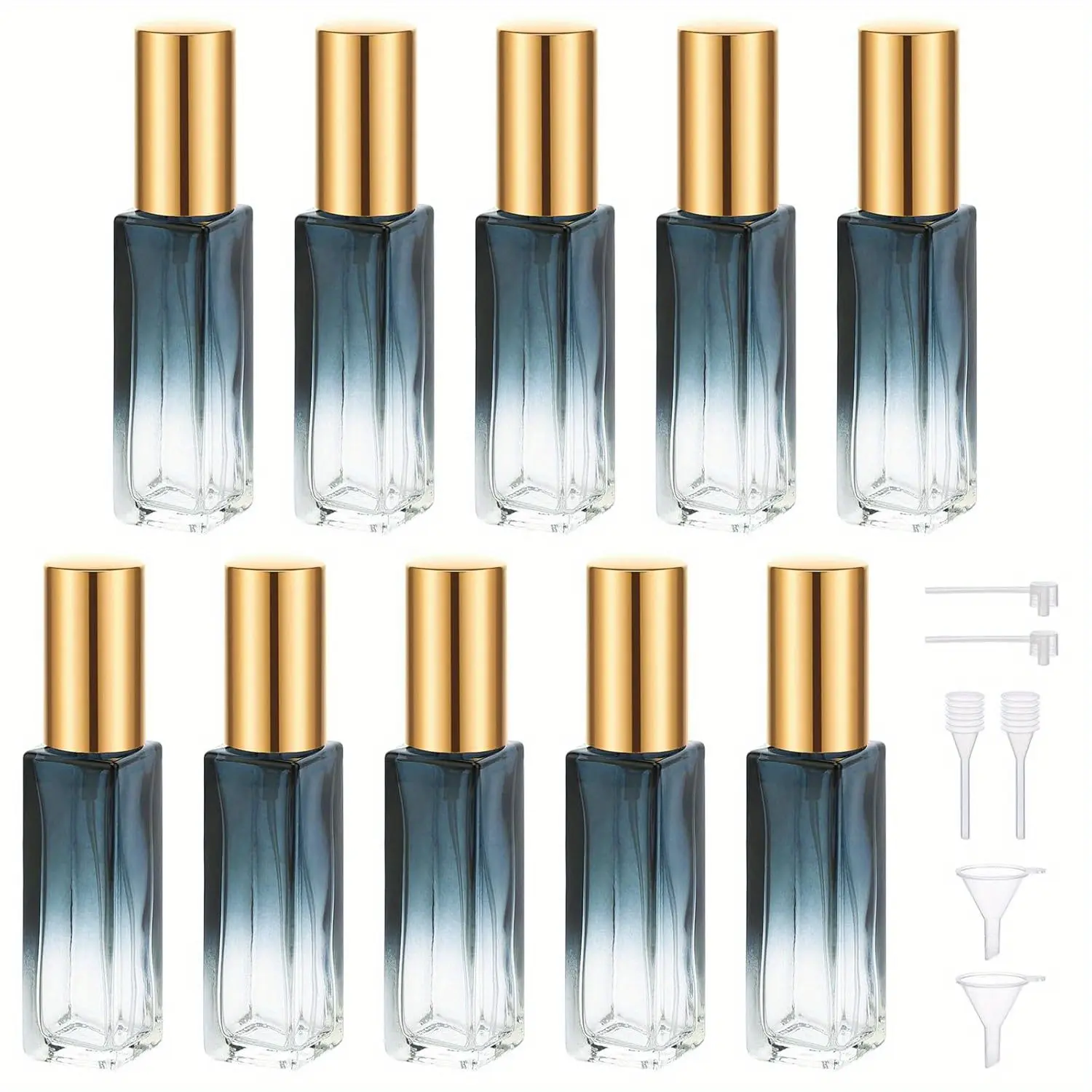 10Pcs 10ML Gradient Glass Perfume Spray Bottles, Portable Refillable Atomizer, Leak Proof Mini Travel Empty Spray Bottle, Perfume Dispenser, Sample Vials for Fragrance Makeup Cosmetic Storage