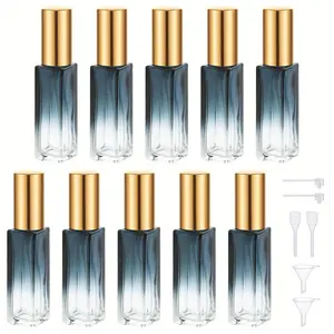10Pcs 10ML Gradient Glass Perfume Spray Bottles, Portable Refillable Atomizer, Leak Proof Mini Travel Empty Spray Bottle, Sample Vials for Fragrance Makeup Cosmetic Storage