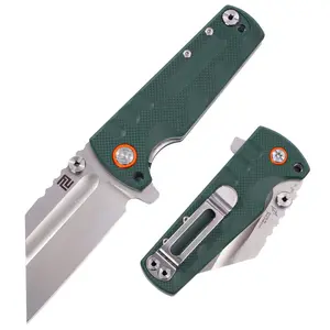 Artisan Cutlery Proponent Tool Knife D2 Steel Blade, Green G10 Handle, Pocket Knife for Outdoor Camping and and Christmas gift