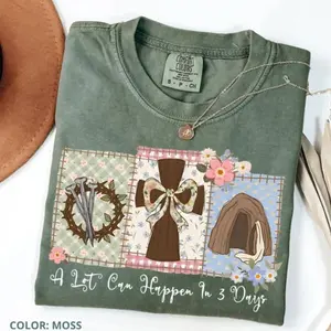Comfort Colors A Lot Can Happen in 3 Days Easter T-Shirt, Christian Resurrection Faith Tee, with Girly Bow Aesthetic, Jesus Inspired, Easter Gift