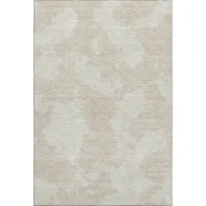 HomeRoots 676997 Machine-Washable Area Rug, 9x12 ft. Beige & Ivory Abstract Transitional Rectangle Rug with UV Protection, Machine-Washable Area Rugs