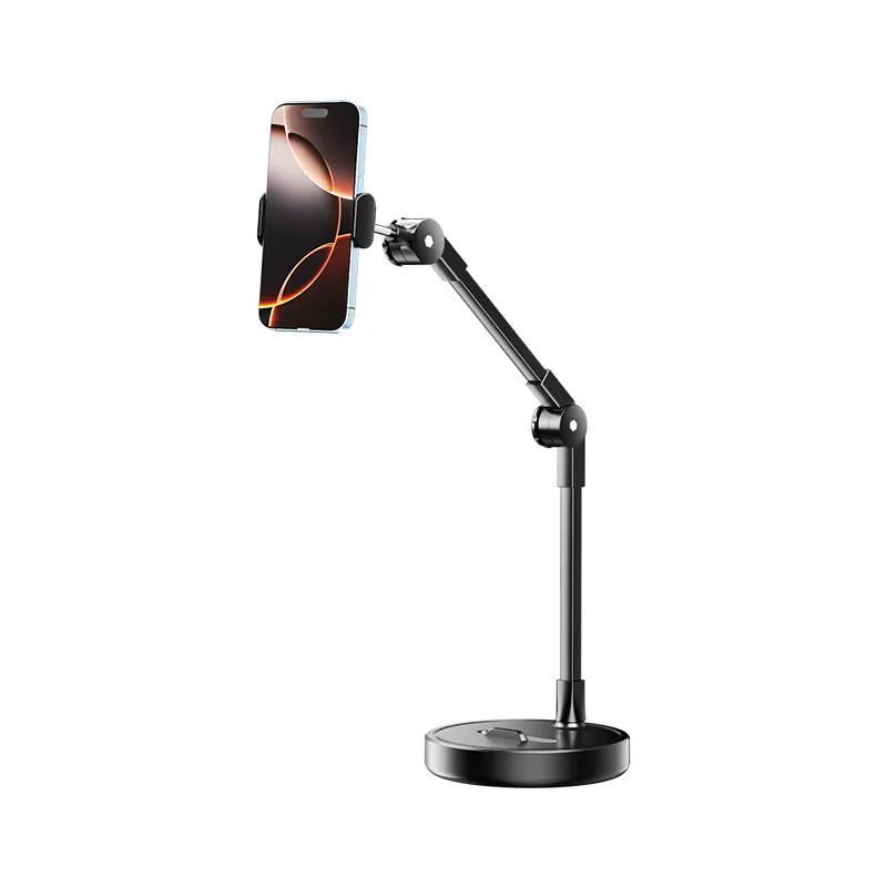 360 Rotating Cell Phone Stand, Overhead Video Stand with Articulating Arm Flexible Cell Phone Stand Arm for Phone Video Recording Live Stream , Gifts for Men Mom Senior Tech Mount