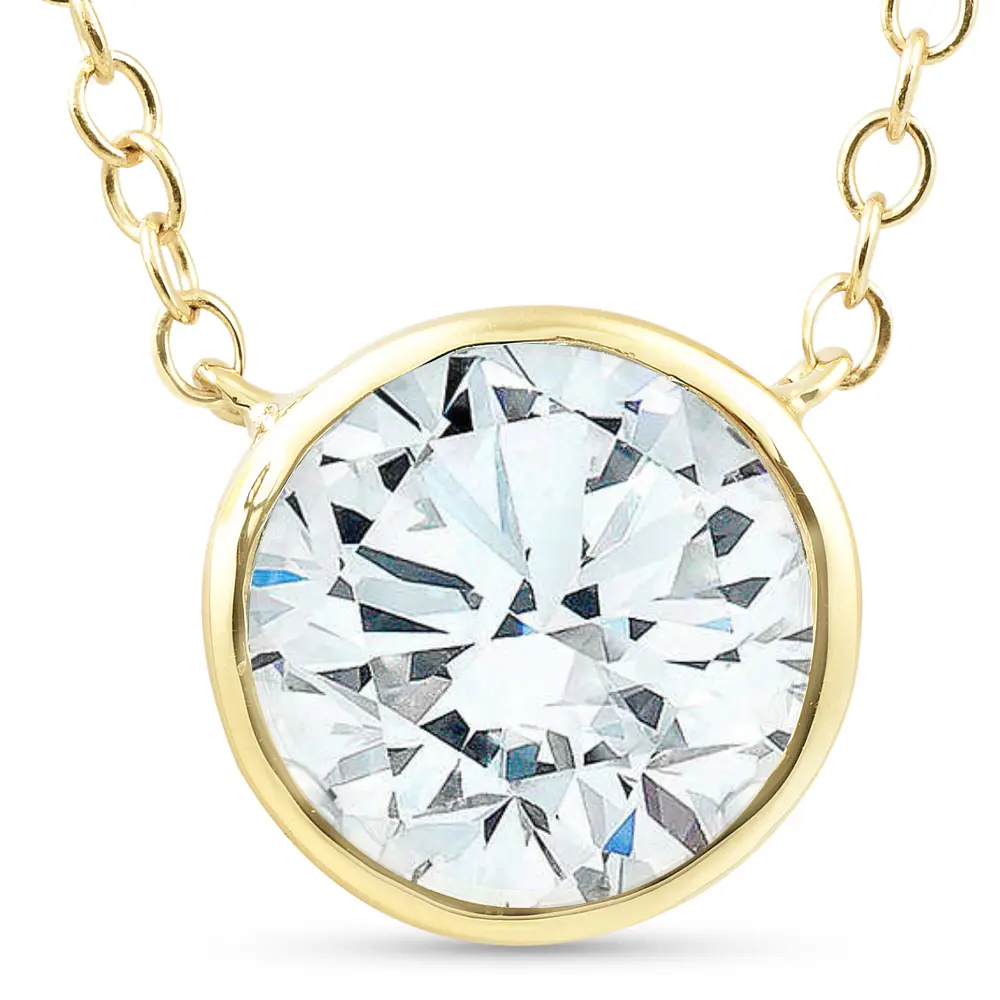 1.88Ct Round Solitaire Diamond Bezel Pendant 14k Yellow Gold Lab Grown