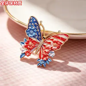 American 250th Anniversary Brooch Independence Day Event Clothes Decorations American Flag Butterfly Pin Brooch