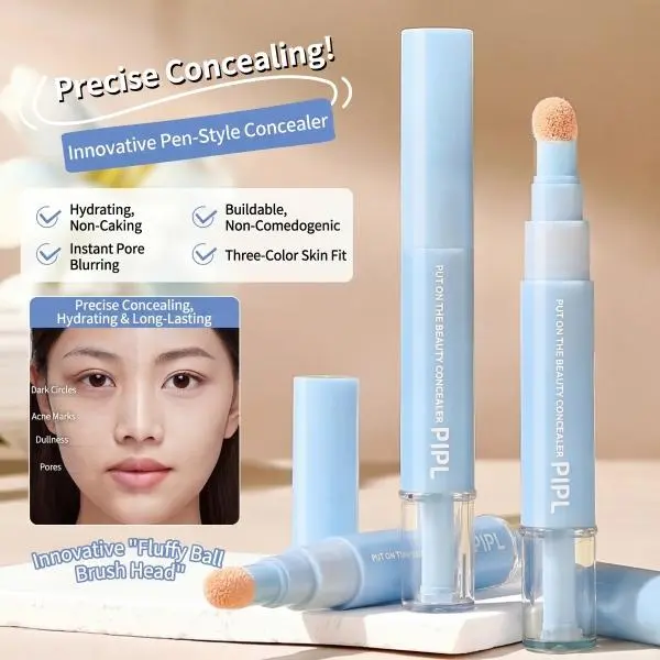 PIPL Dual Concealer & Foundation Pressed Powder, 24H High-Coverage Nourishing Korean Makeup, Smooth Matte Finish Cosmetic, Dry