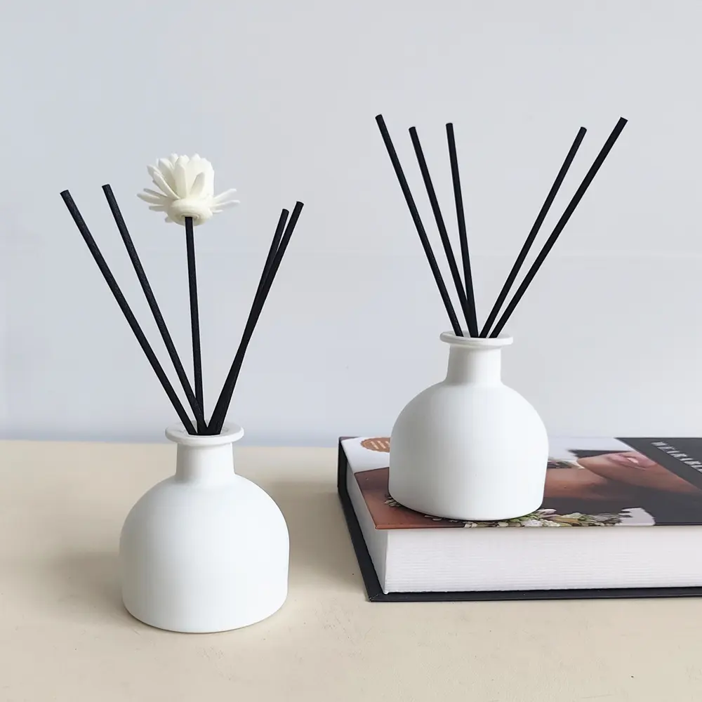 2-Pack Matte White 100ml Empty Glass Reed Diffuser Bottles, Versatile and Reusable for Home Fragrance DIY Projects, Aromatherapy & Decor, Modern Minimalist Home Supplies 2pcs Set