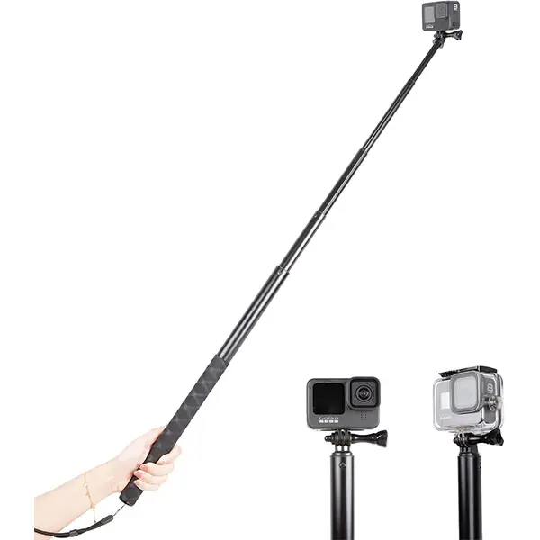 Adjustable Aluminium Handheld Tripod Selfie Stick PK-SSM, 45-200cm (79in) Extendable Monopod for GoPro 13-5/4 Silver/Max/Mission 1 Pro Session, DJI Osmo Action 6-2, AKASO, Insta360 1 RS R Cameras, Waterproof Accessory