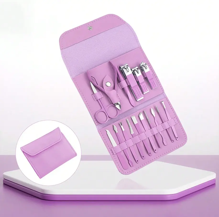 Travel Size Nails Set - 1pc Compact Manicure Kit with Clippers for DIY Nails at Home & Travel Touch-Ups, Plastic