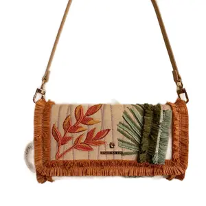 Beaded Summer Purse with Fringe and Removable Crossbody Strap
