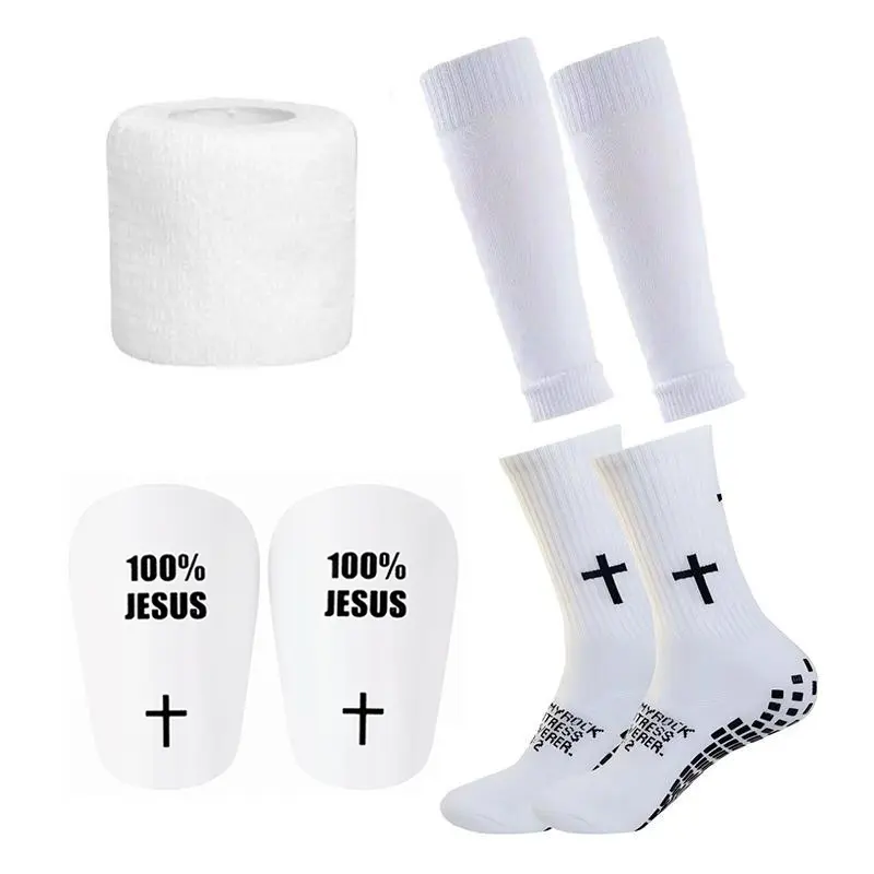 Anti-slip Football Men's Socks and Guard Set, Non-slip Soccer Socks with Shin Guards, Football Protective Set for Men & Women, Soccer Accessories White compression socks football, grip socks , grip socks for soccer, grip sock,Gift Menswear