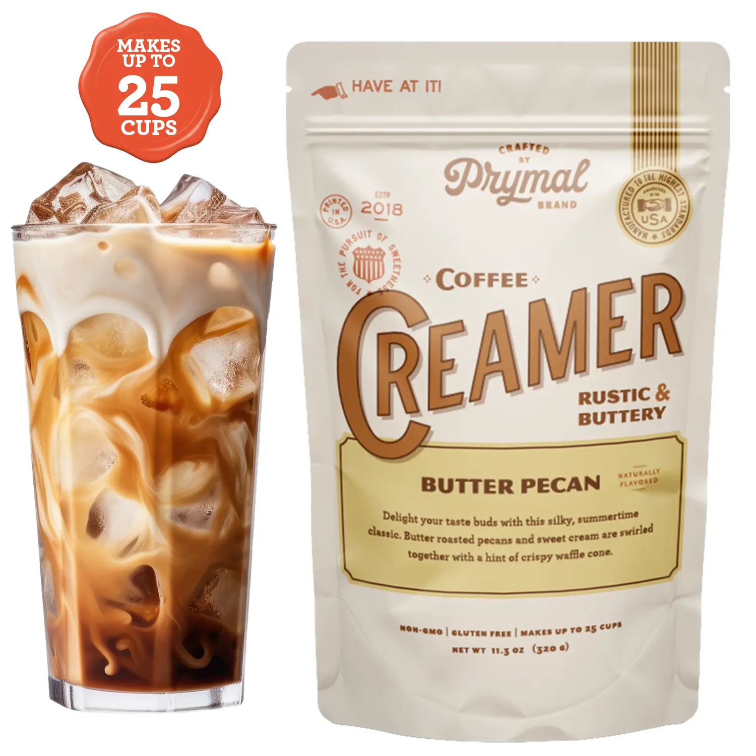 Prymal Butter Pecan Sugar-Free Coffee Creamer Powder - No Seed Oils, Non-GMO, Gluten-Free - Made with MCT Oil & Coconut Milk