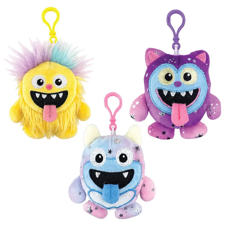Plush Fabric Hugly Monster Plush Keychain - 12-Piece Per Display Pack