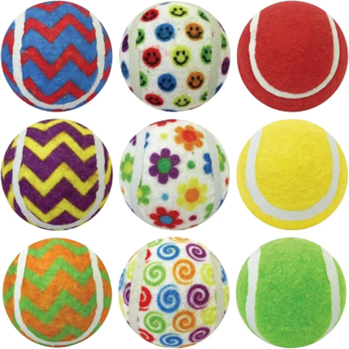 TopDawg 38904 Squeaky Ruff Enuff Tennis Balls, 2.5 in., Assorted Colors for Dogs, Squeaky Balls