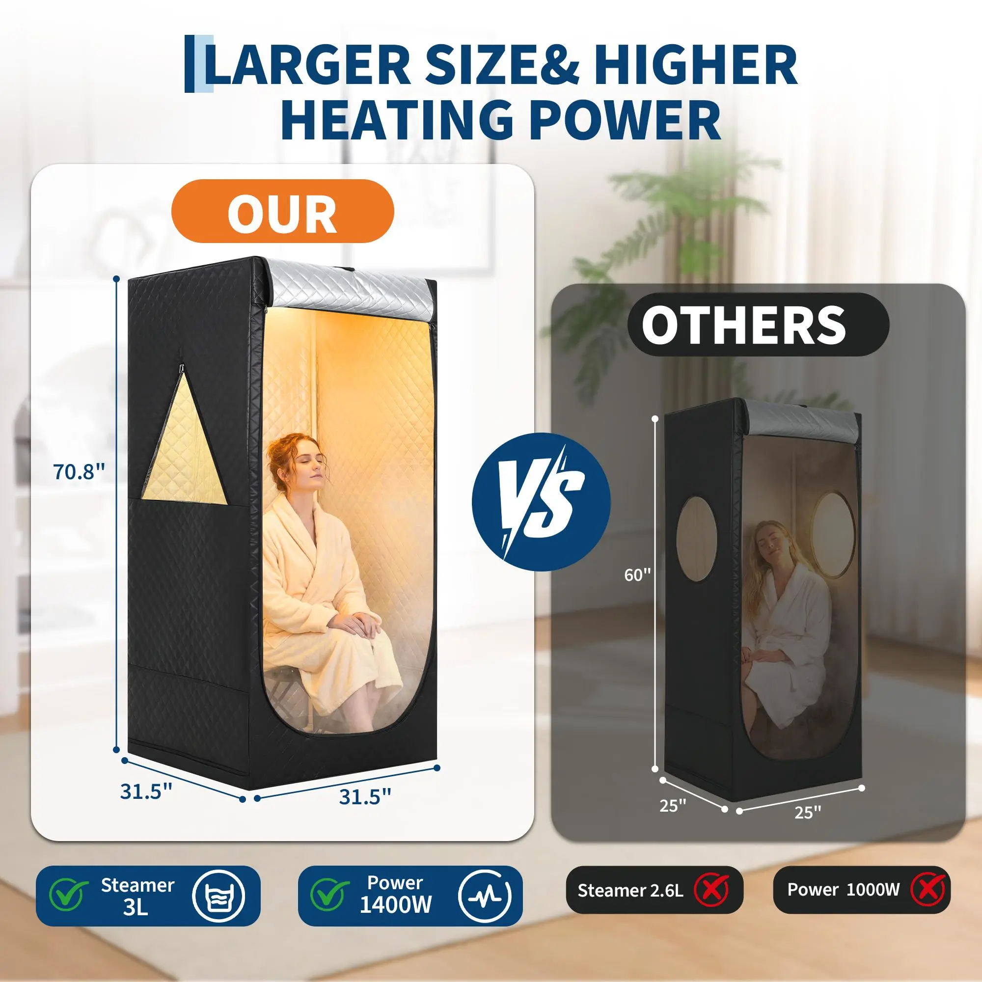 Single-person sauna room-70.87"x31.5"x31.5"-3L/1400W