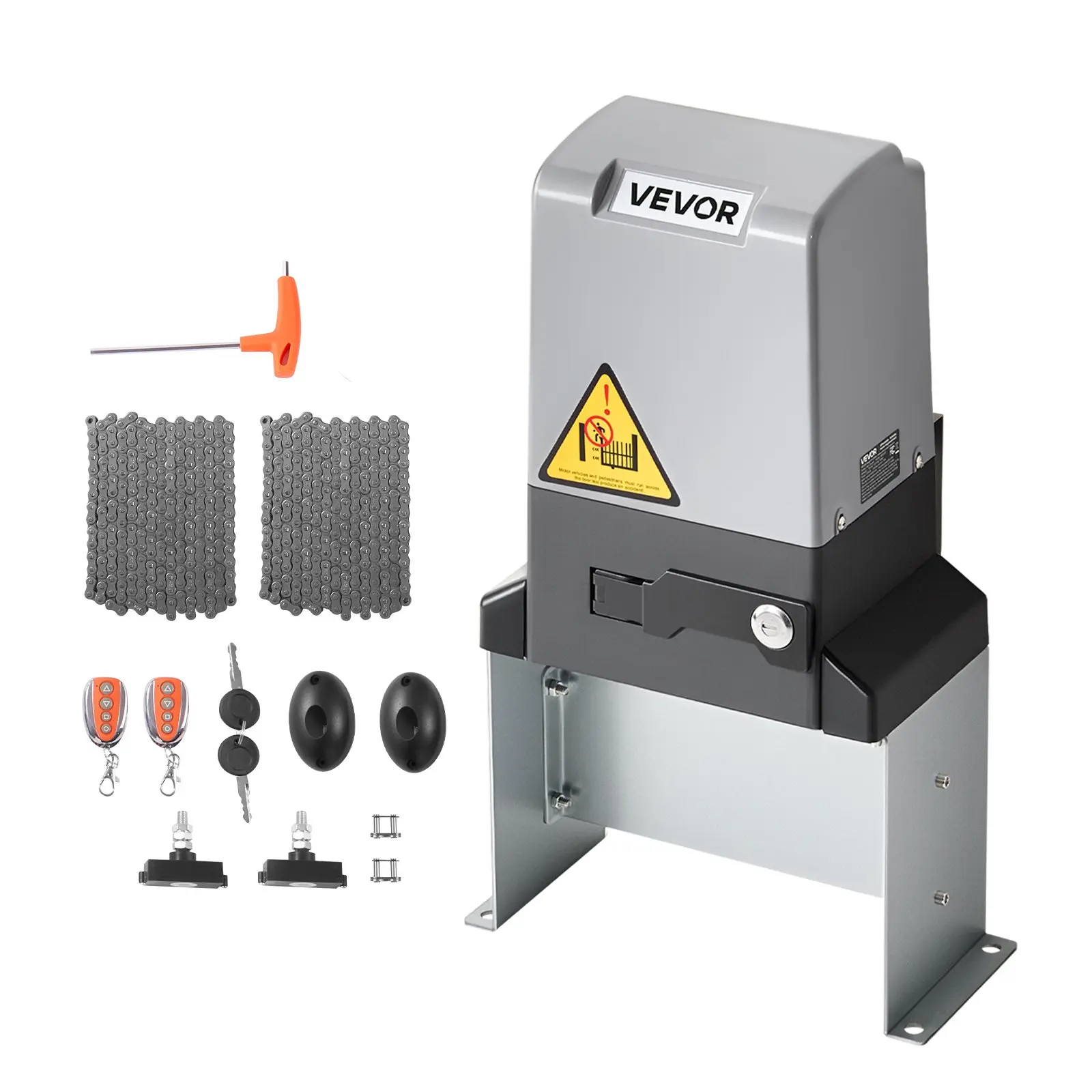 VEVOR Automatic Gate Opener, 1200W Electric Sliding Gate Opener for Doors up to 65.6ft 5732lbs, Chain Drive Rolling Door Motor with Infrared Sensor 2 Remote Controls, Driveway Gates Opening System
