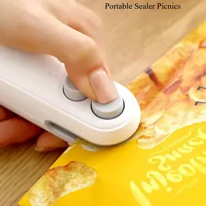 MIUVA Mini Snack Bag Sealing Machine 2 in 1 Heat USB Rechargeable Portable Sealer for Plastic Bags Keep Food Fresh Vacuum Compression Ideal for Picnics Valentine's Day gift Christmas Gift